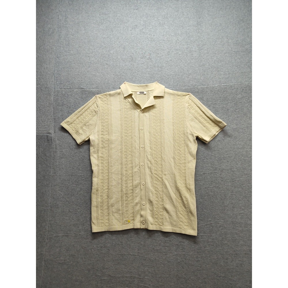 Coofandy Men Polo Shirts M Light Yellow Button Up Short Sleeve Collared Outdoor